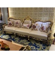 european leather sofa combination living room luxury wine red sofa large family villa solid wood sofa