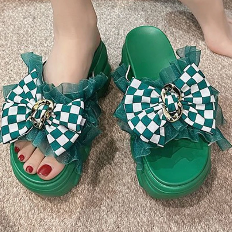 

Женские тапочки на толстой подошве, удобные тапочки с бантом и мягкой подошвой, лето 2023