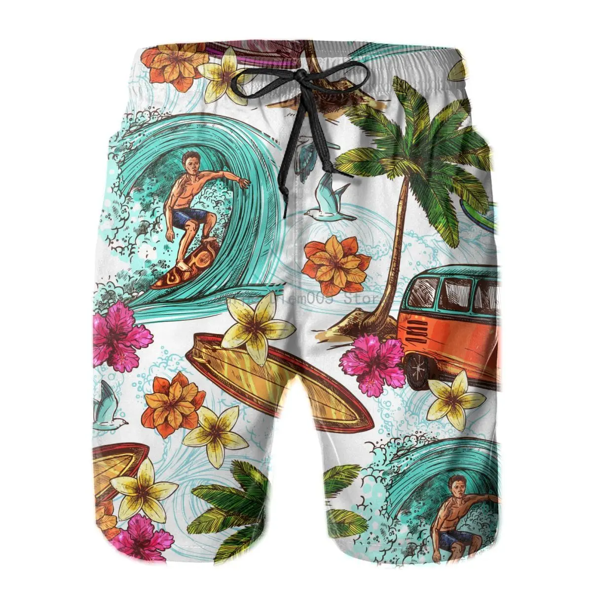 Летние мужские быстросохнущие шорты для плавания с пальмами для серфинга, одежда для плавания, Мужской купальный костюм, плавки, летняя пляжная одежда для купания