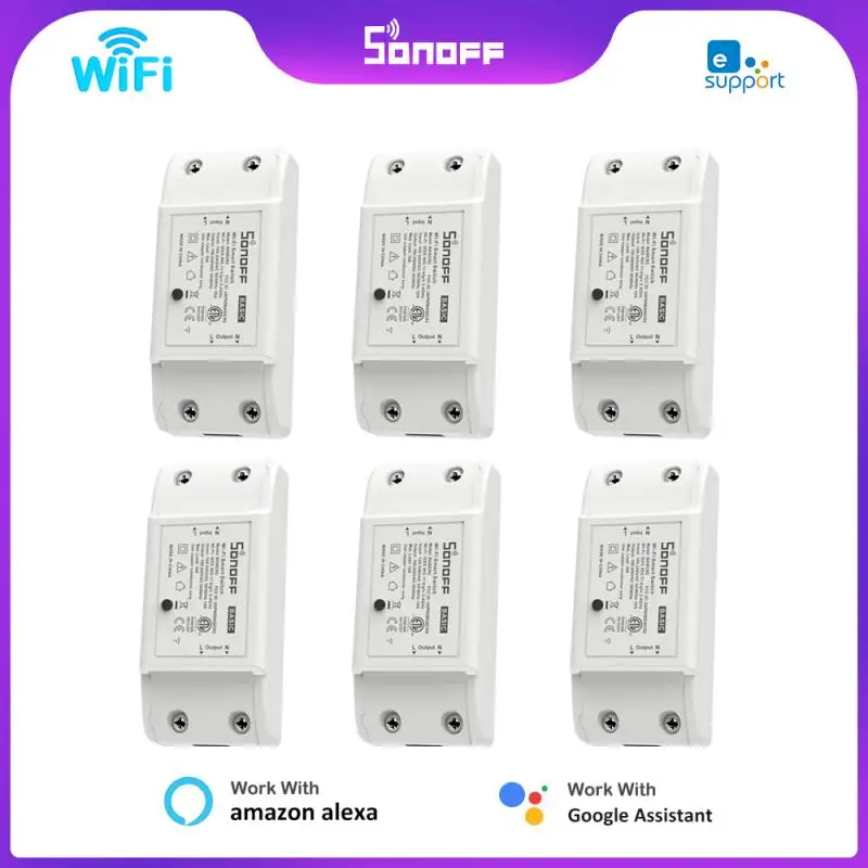 Sonoff Basic R2 Wifi Smart Wall Switch Wireless Remote Control Smart Home Modules Via Ewelink APP Work With Alexa Google Home