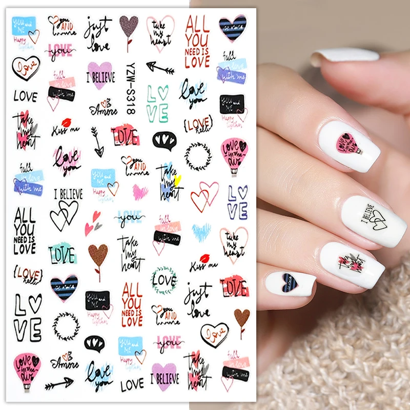 

1Sheet Nail Sticker Lovers Love Design Manicure Stickers for Nails
