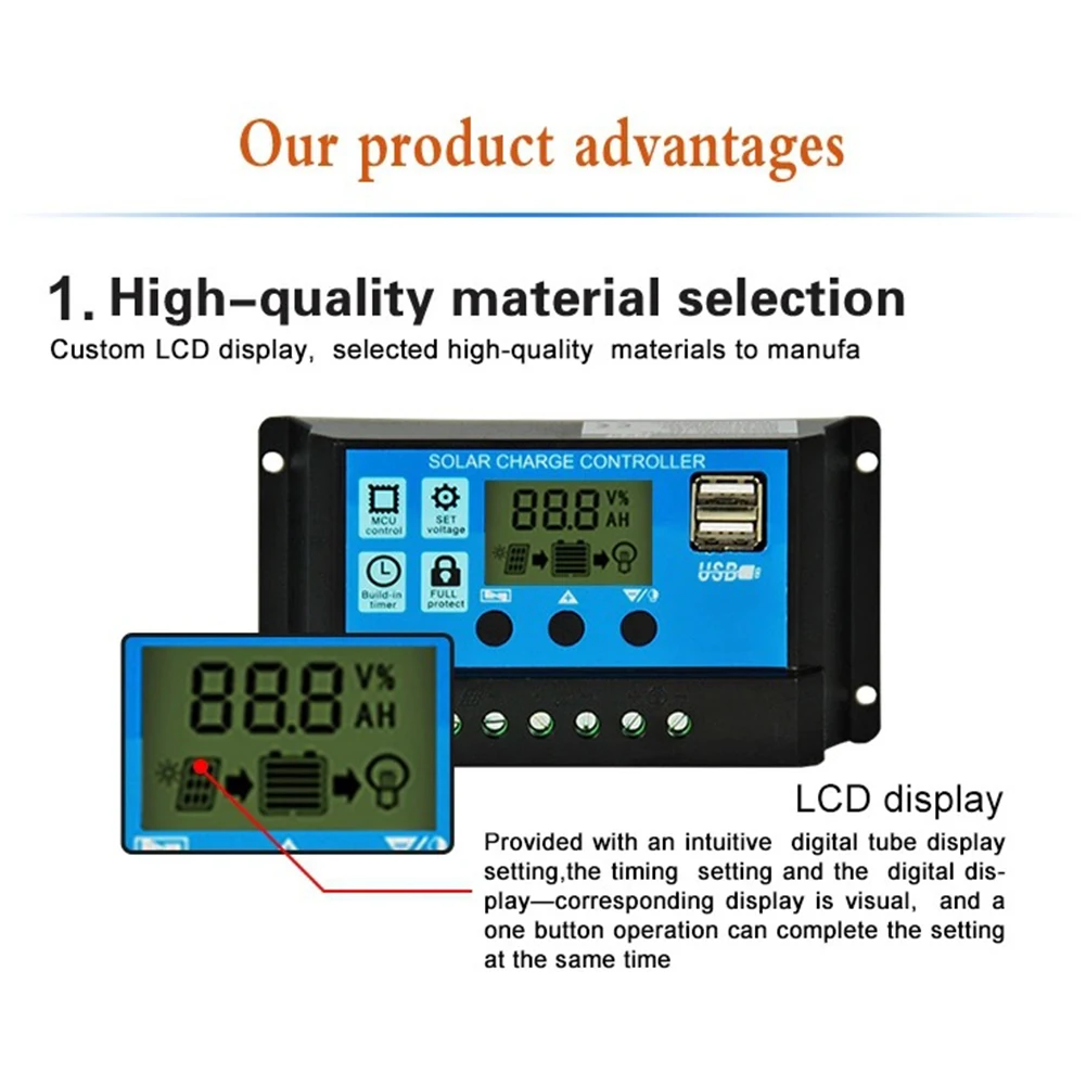 

Hot Sale Practical Durable High Quality Solar Charge Controller Regulator Battery Charge Controller DC 12V/24V