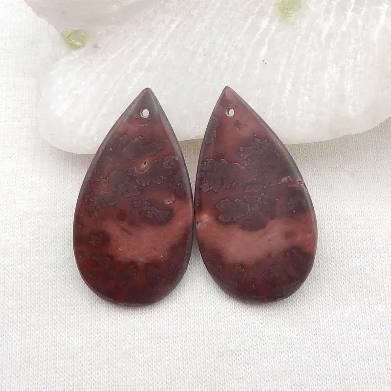 

Natural Stone Chohua Jasper Water Droplet Earring Bead 35x19x4mm 7g Semiprecious Stones Jewelry Women Earrings Accessories