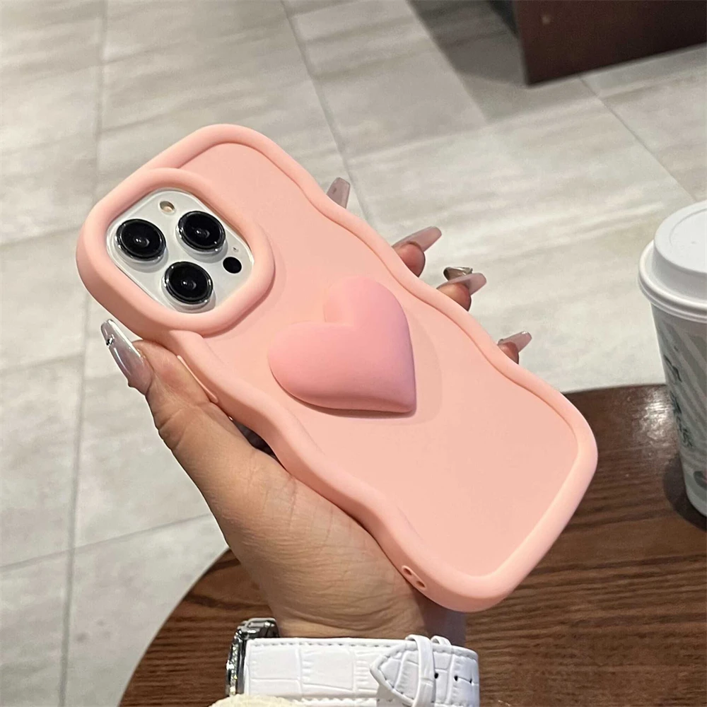 Волнистая рамка с большим любовным сердцем мягкая фоторамка для Realme 2 5 10 11 12 Pro Plus