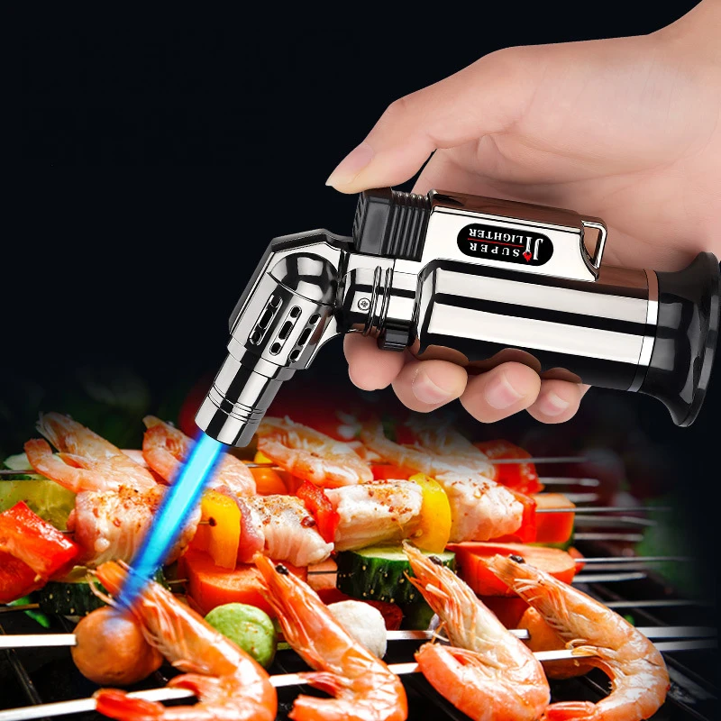 

Outdoor BBQ Lighter Cigar Torch Turbo Lighter Jet Butane Gas Cigarette 1300 C Spray Gun Windproof Metal Pipe Lighter For Kitchen