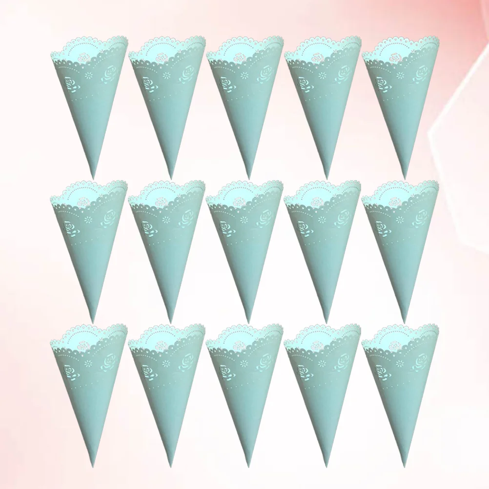 Wedding Confetti Cones, 20 Blue Confetti Holder Wedding Confetti Collapsible Cone with Tape for Wedding, Party, Holiday