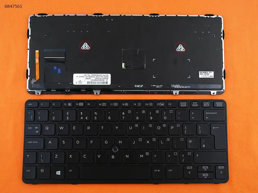 

UK Laptop Keyboard for HP EliteBook 820 G1 820 G2 720 G1 720 G2 725 G2 BLACK FRAME BLACK Backlit with point