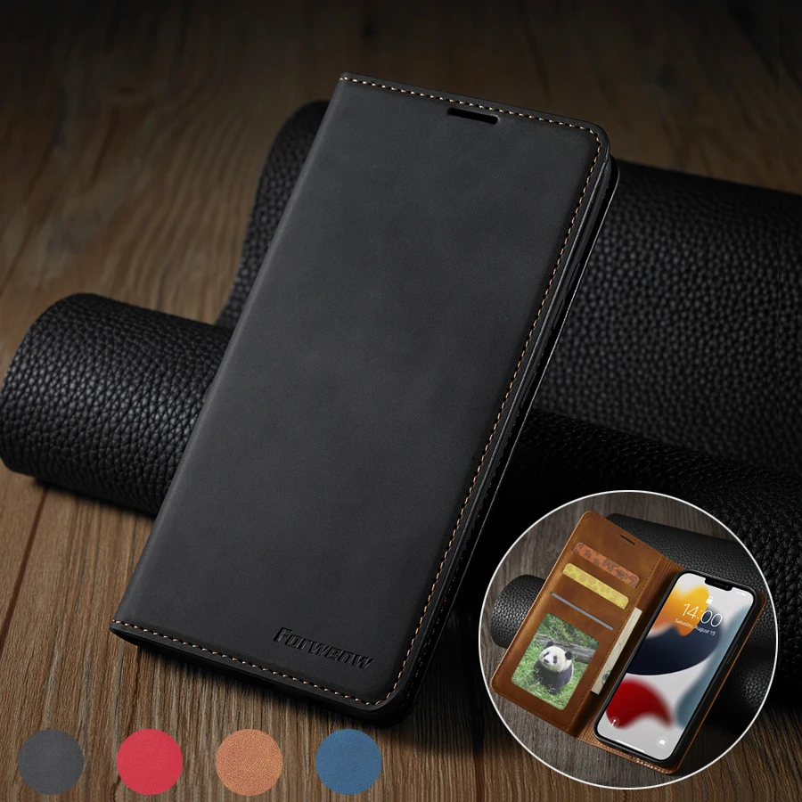 Business Magnetic Flip Leather Card Slot Wallet Case Cover For iPhone 14 13 12 11 Pro Max XS Max XR X 8 7 6S 6 Plus SE 5 5S