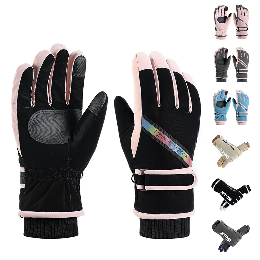 

Unisex Winter Ski Gloves Waterproof Windproof Touchscreen Gloves with Reflective Strap Warm Gloves for Hiking Riding Cycling