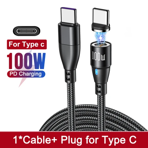Магнитный кабель USB Type-C AUFU 100 Вт для Macbook Huawei Xiaomi Samsung PD 27 Вт, кабель для быстрой зарядки, шнур для передачи данных для iPhone 14