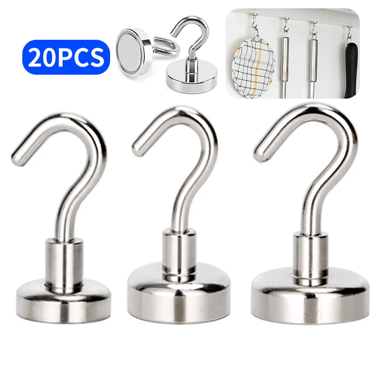 

Magnetic Hook Neodymium Magnet Hooks Heavy Duty Wall Hooks Home Kitchen Bar Storage Organization for Hanger Key Strong Magnet