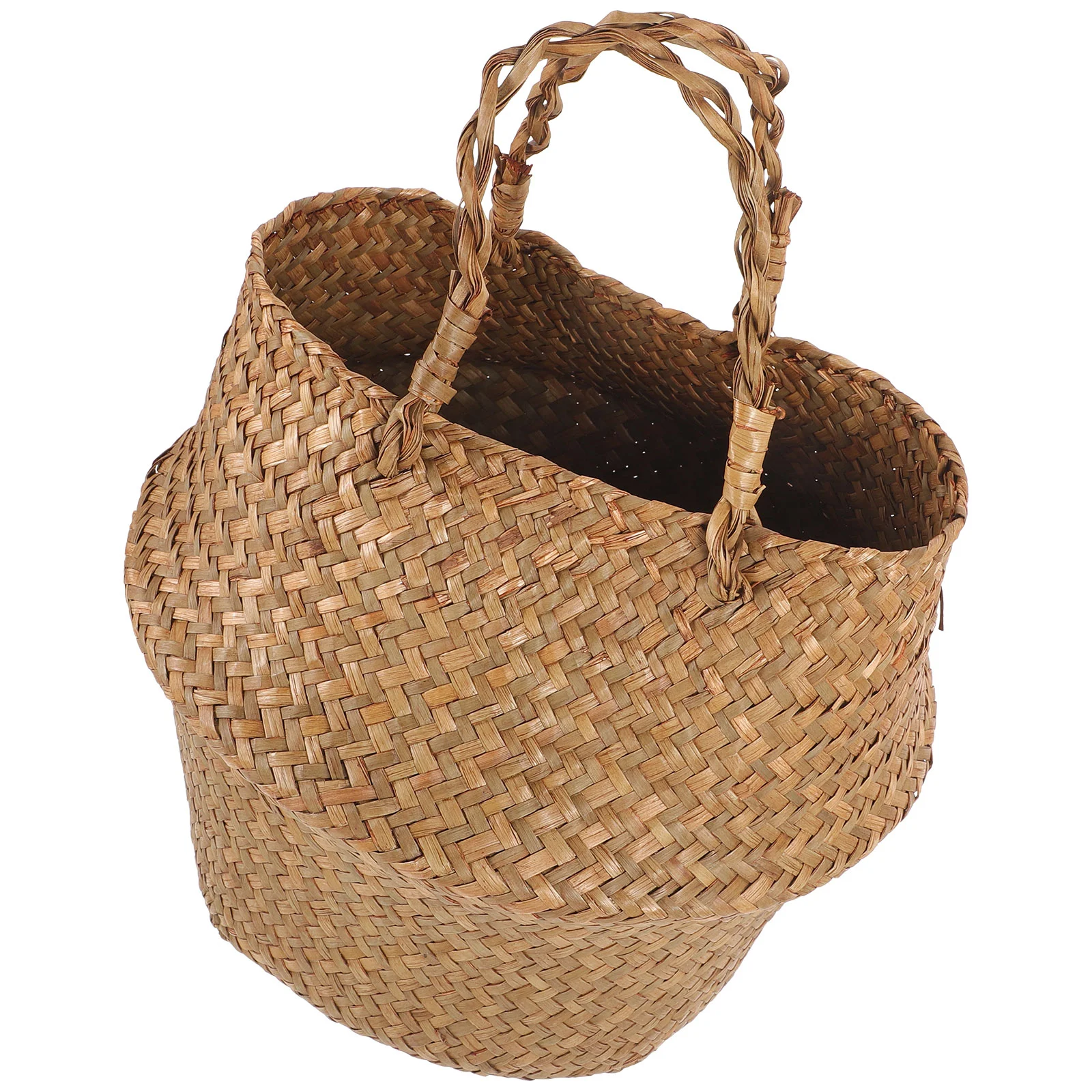 

Seagrass Woven Flower Basket Baskets Storage Living Room Decorative Rope Handmade Small Round Bin Shoe