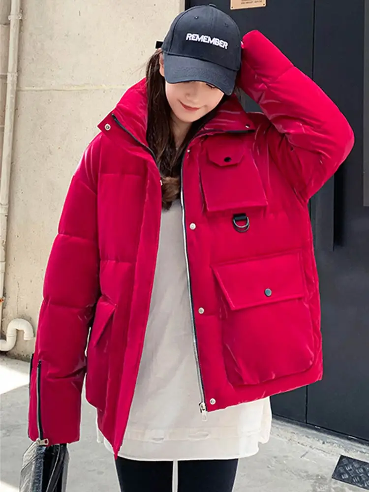 Vielleicht Winter Jacket Women Clothes Stand Collar Down Cotton Padded Coat Students Short Parka Thick Warm Top Casual Outerwear