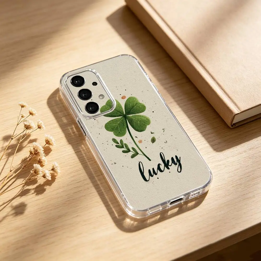 Фото Four L-leaf clover phone Case For Samsung S25,24,21,22,23,30,Ultra,20,Plus,Fe,Lite,Note Transparent Cover №3