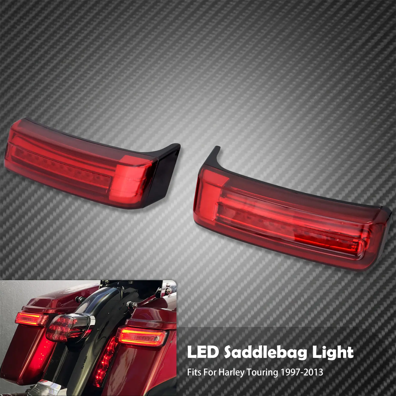 Мотоциклетная светодиодный седельная сумка сигнальная лампа для поворота Индикатор торможения светильник для Harley Touring Road King Limited CVO FLHR 1997-2012 2013