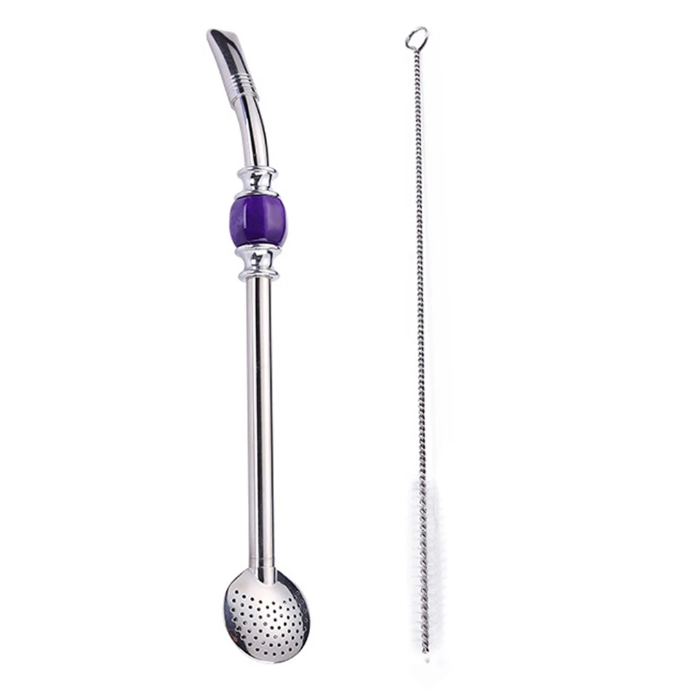 

Bombilla Straws with Cleaning Brush with Durable Stainless-Steel Material Suitable for Loose Tea Coffee Drinks