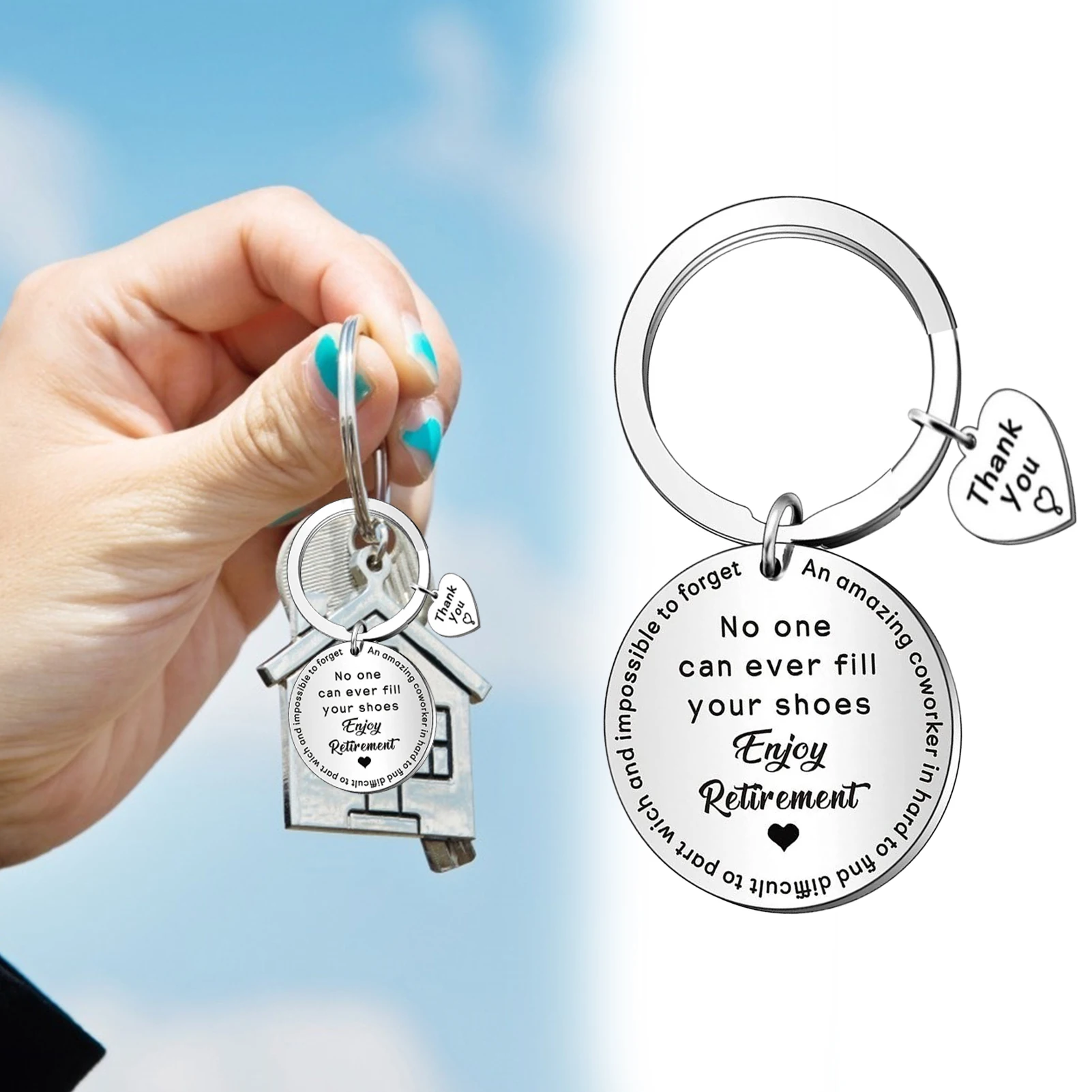

Work Leaving Gifts For Coworker Goodbye Enjoy Retirement Keychain Stainless Steel Keyring Jewelry Farewell Present For Women Men