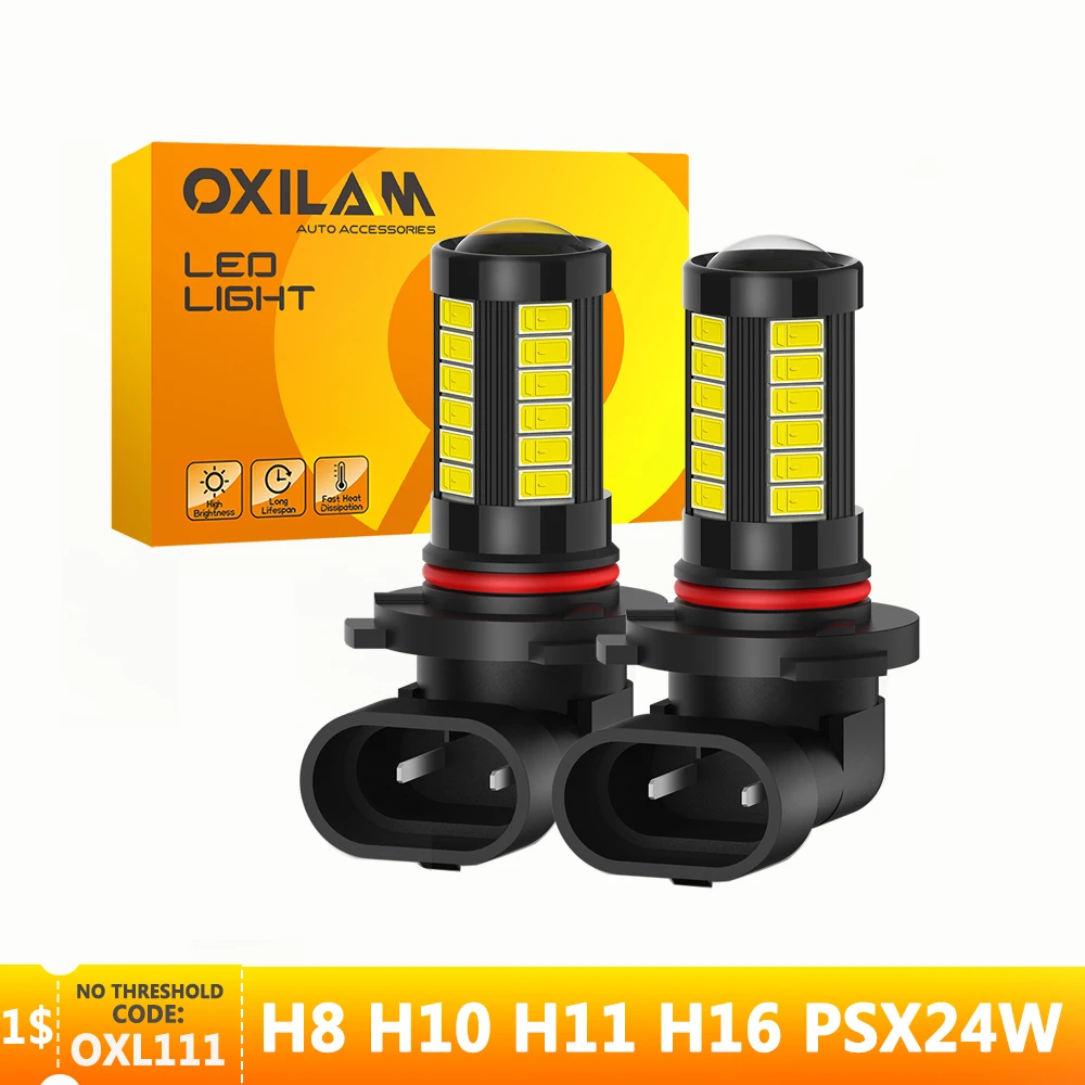 

OXILAM 2 шт. H10 светодиодный ные Противотуманные фары теплый белый 6000K 360 H11 H8 H9 H16 9005 9006 HB3 HB4 PSX24W светодиодный 1000lm 12V 5630 SMD 9140 светодиодный
