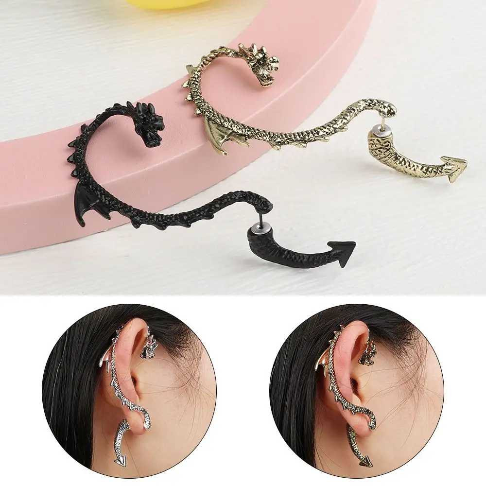 

Unisex Eardrop Ear Hoop Winding Bending Punk Earring Dragon Snake Styling Vintage Earclip Nordic Stud
