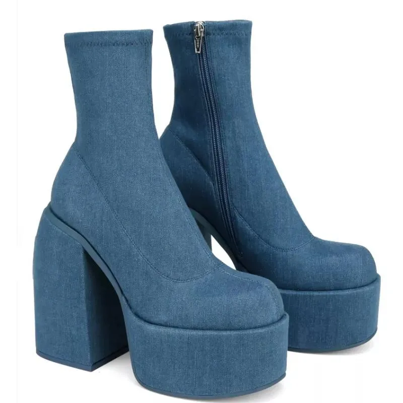 

New Winter Women's Boots Fashion Solid Color Sexy Sewing Botas De Mujer Ankle Boots for Women Platform Shose Plus Size 43