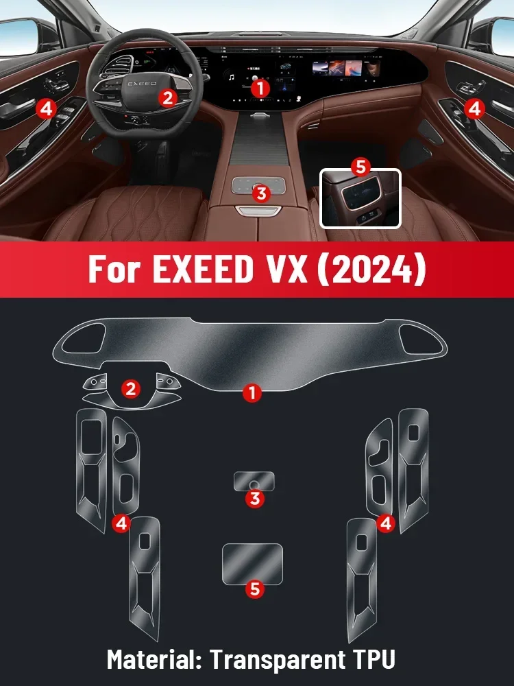 

Защитная пленка из ТПУ для салона автомобиля, центральная консоль, медиа-приборная панель, навигация, защитная пленка для EXEED VX 2024, аксессуары