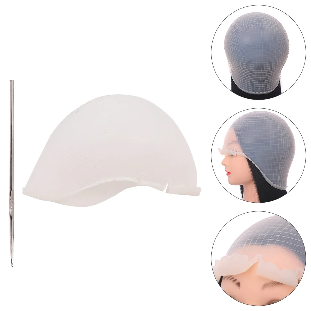 

Cap Hair Highlight Coloring Dye Tipping Silicone Hook Highlights Reusable Salon Hat Color Holes Staining Bleaching Dyeing Caps