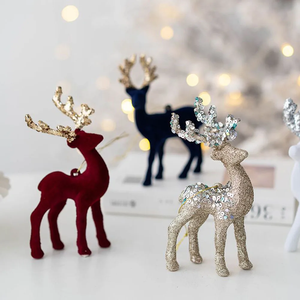 

Artificial Christmas Simulation Deer Reindeer Decoration Animal Statue For Home Shop Display Tabletop Ornament Xmas Tree Pendant