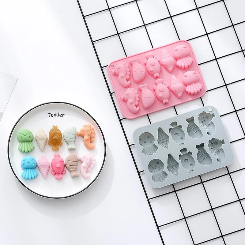 

Cute Marine Animal Silicone Cake Molds Multi-purpose Ice Cube Chocolate Mold DIY Baking Supplies Kitchen Accessories
