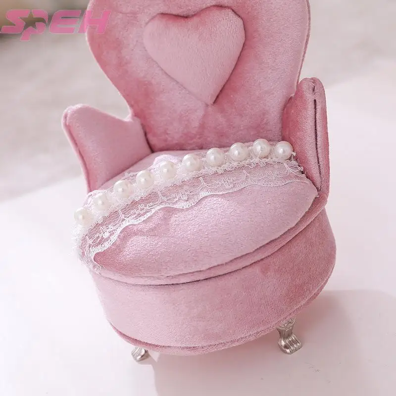 Original design pearl lace single chair pink velvet jewelry box