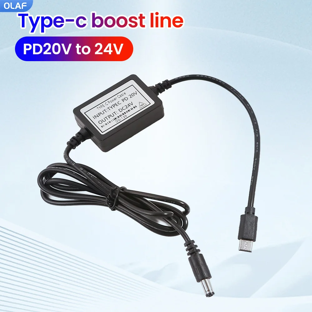Фото PD 20V To 24V Type C Power Boost Кабель USB C To DC 20V 24V WiFi to Power bank Кабель Step-up Шнур для Wi-Fi Маршрутизатор Ноутбук Принтер №1