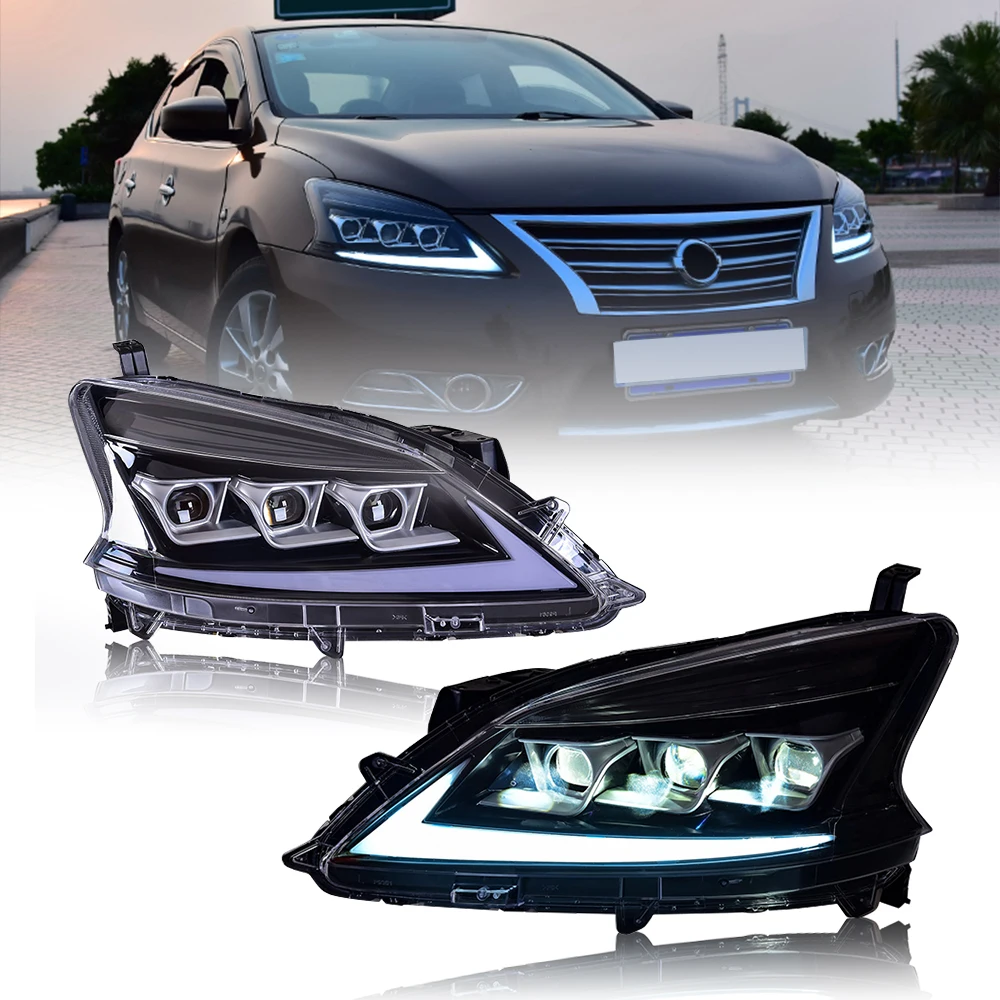 

Headlights For Nissan Sylphy 2012-2015 LED Headlamps Projector Assembly Car Apartment Start-up Animation with a Splash of Blue