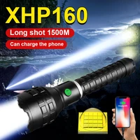 100000lm high power led flashlights work light rechargeable lamp usb xhp160 zoom torch camping lantern emergency situations