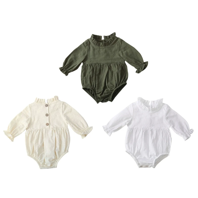 

Baby Fashion Jumpsuits Clothes Newborn Ruffle Shirt Cotton Coveralls Kids Shirt