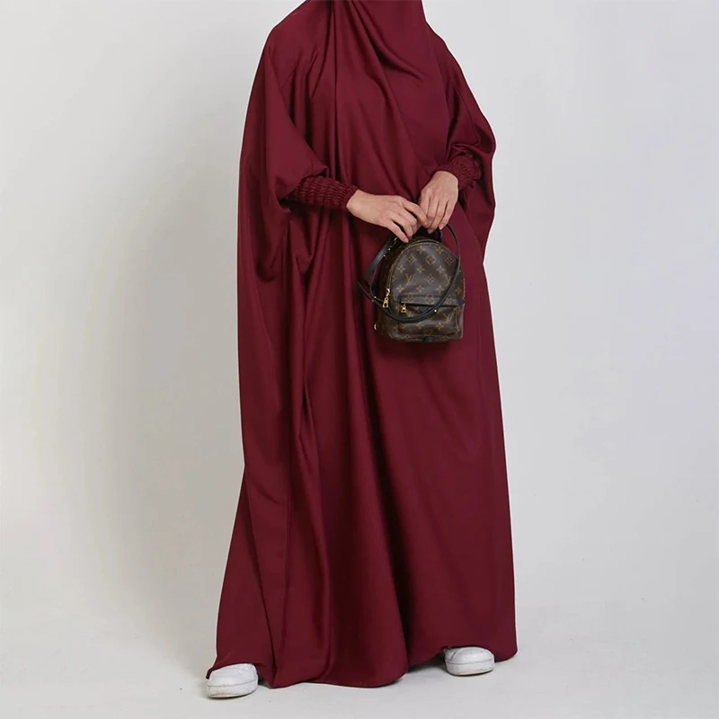 Casual Solid Color Türkiye Abaya Hoodie Dresses Dubai Plain Robe Muslim Dress Prayer Garment Long Khimar Full Cover Ramadan Gown
