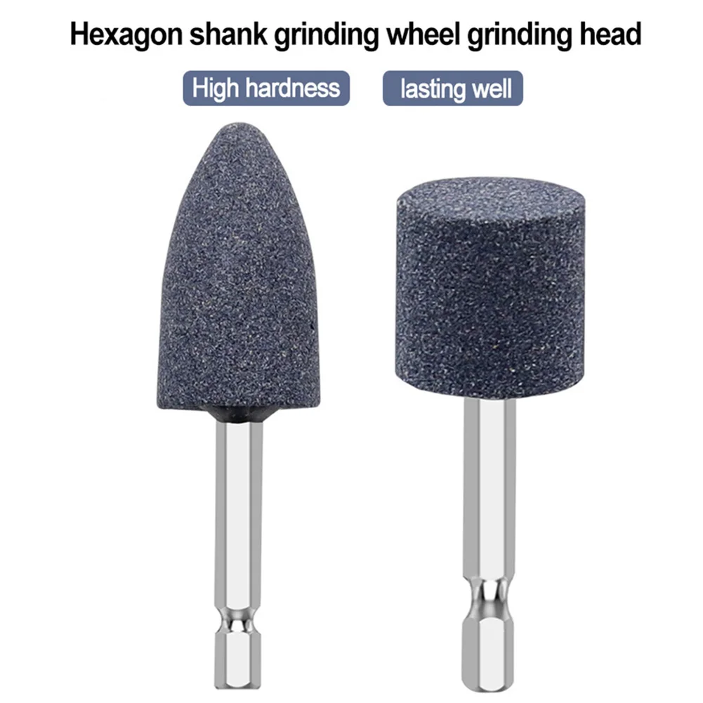 

2Pcs Grinding Wheel Polishing Bit 6.3mm Hexagonal Shank Sharpening Head Portable Grinding Drill Tool For Grinder Rotary Tools