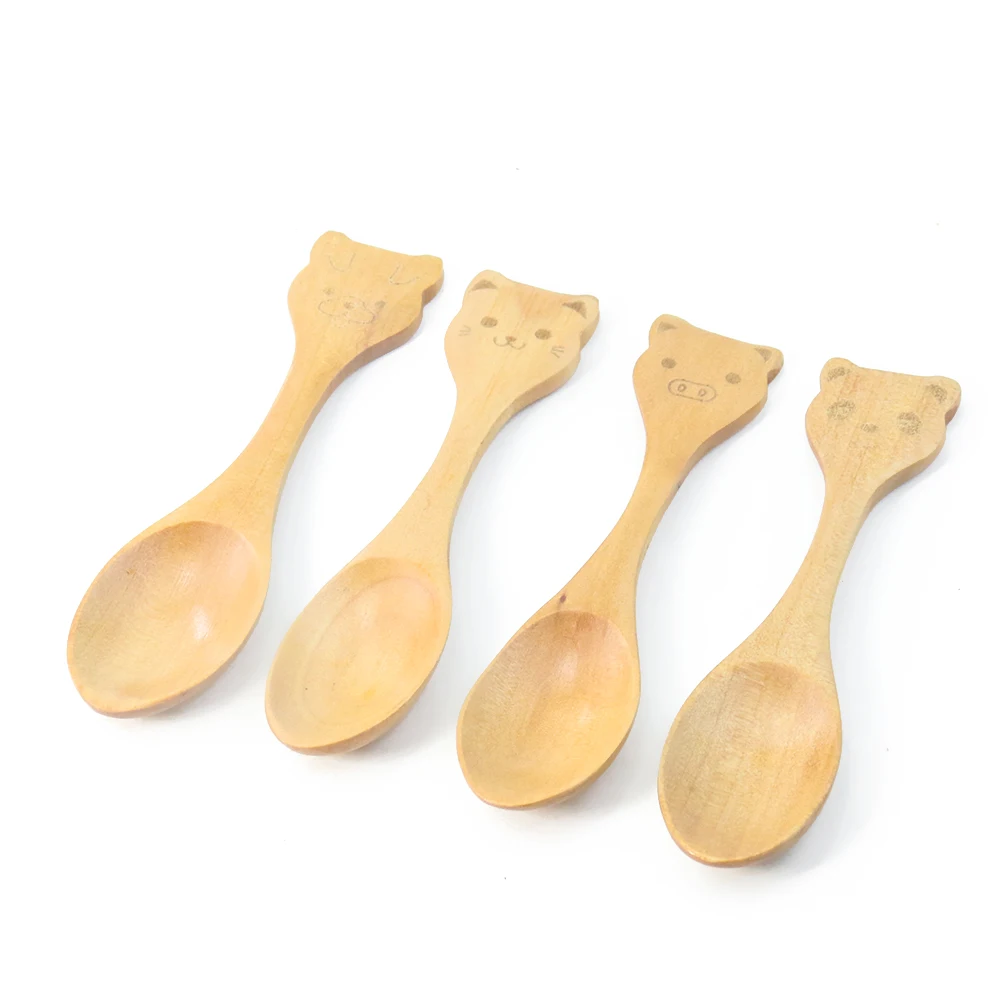 

Muy Bien Cute Cat Panda Pig Animal Wooden Spoon Dessert Ice Cream Caviar Scoop Children's Tableware Spoon Kitchen Supplies