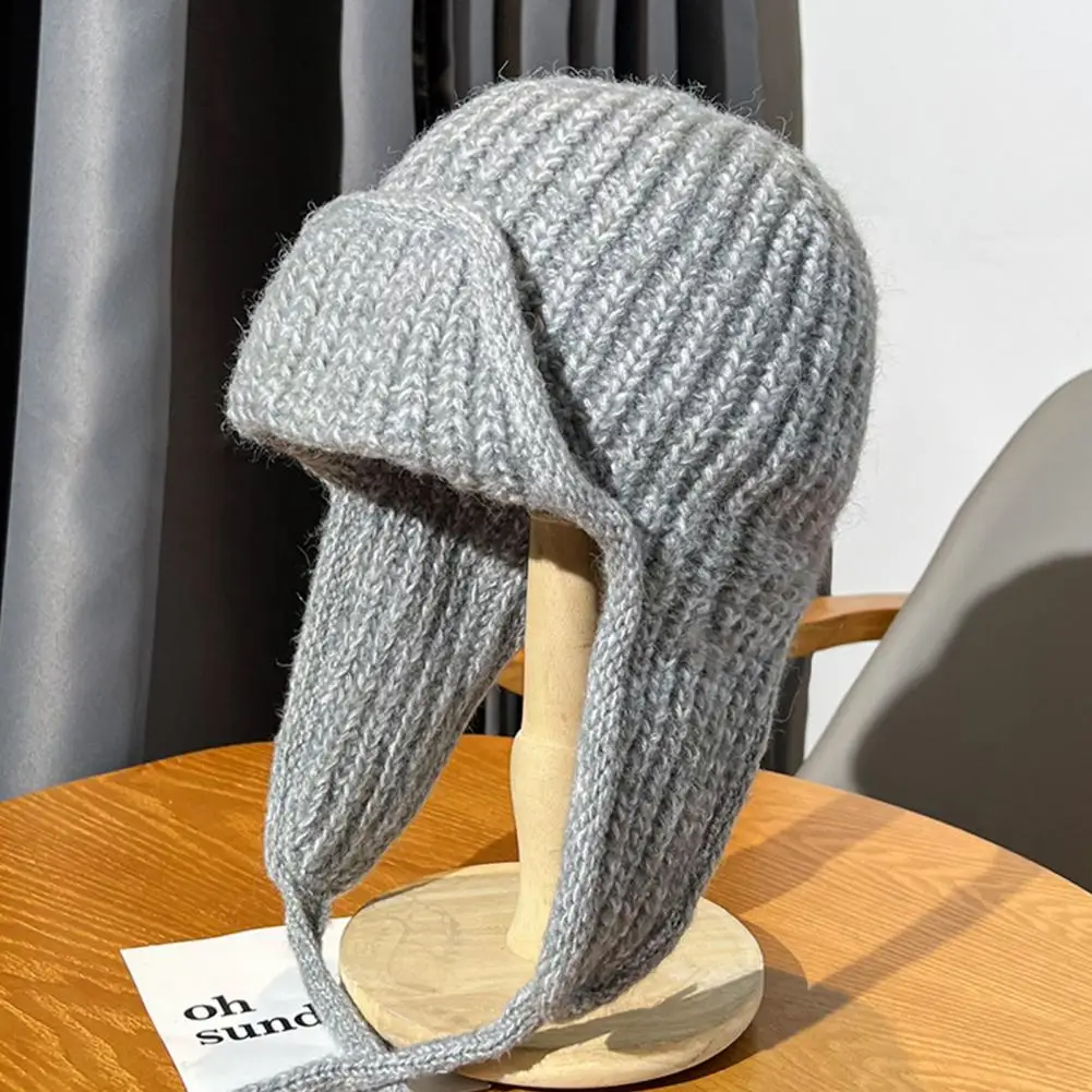 

Soft Woolen Hat Stylish Women's Knitted Earflap Beanie Super Soft Thickened Windproof Cold Weather Fashion Cap for Winter Ear