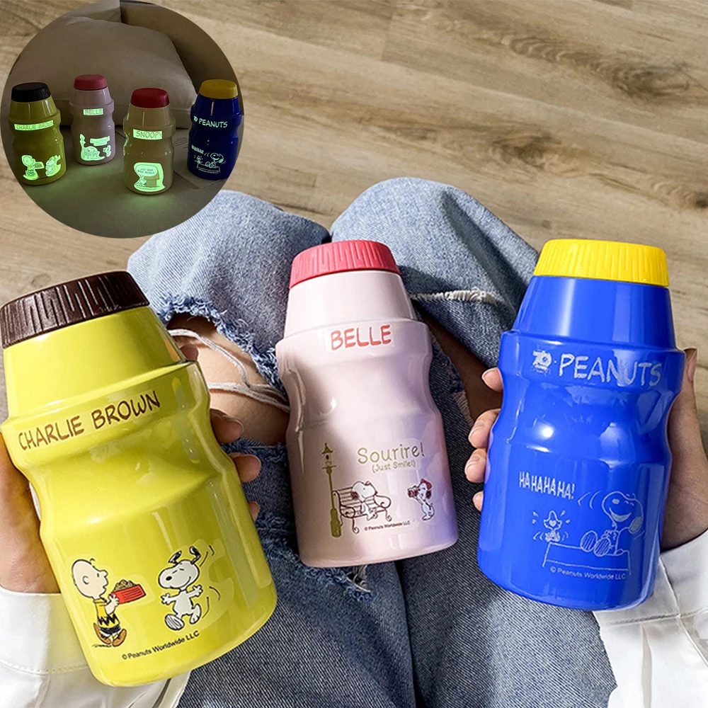 

Kawaii Snoopyed Vacuum Cup Luminous Pattern Cartoon Image Fun Creative Vacuum Cup Winter Fresh-Keeping Birthday Gift for Family
