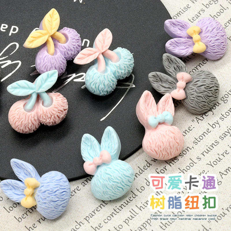 6 шт. Детские пуговицы с вишневым кроликом для детской одежды декоративные
