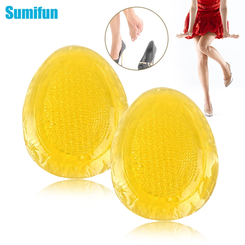 

2pcs Yellow Women's Shoes Silicone Cushion Metatarsal Support Pad Non-slip High Heels Foot Protector Insole Sports Protection