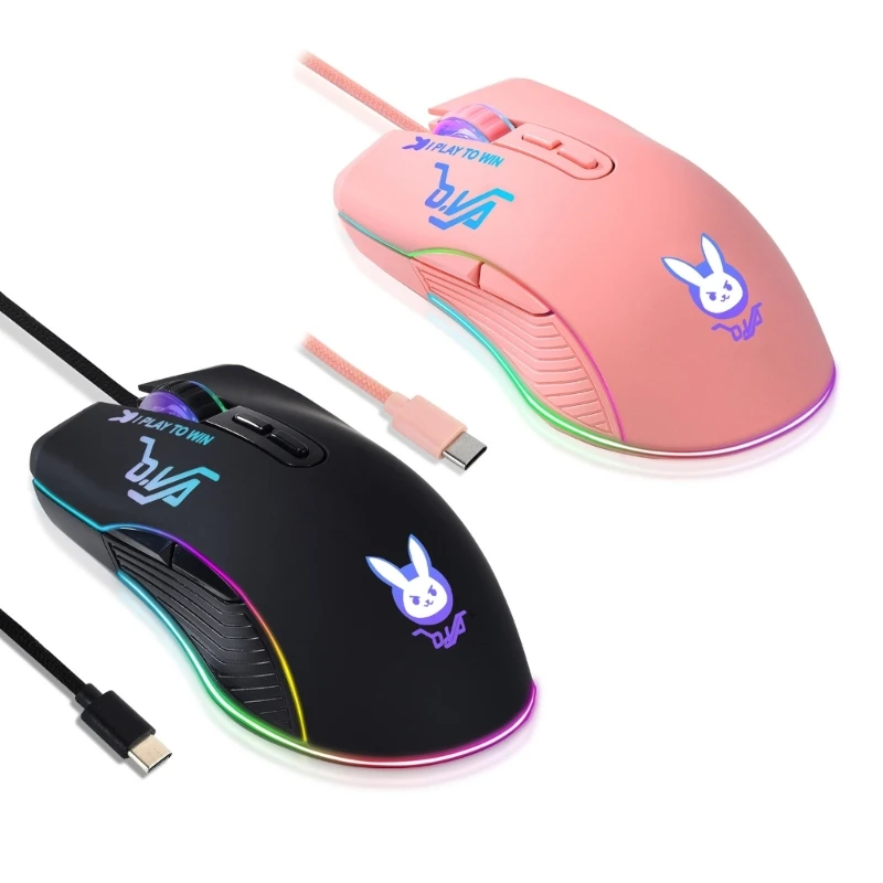 

RGB Type C Gaming Mouse with 7 Buttons RGB Light Macro for Desktop Computers Tablets Pads Type C Devices