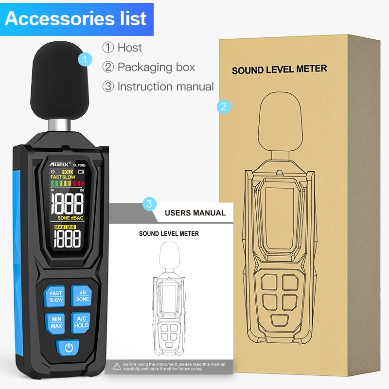 Измеритель уровня звука Mestek 30-130 дБ инструменты для измерения громкости
