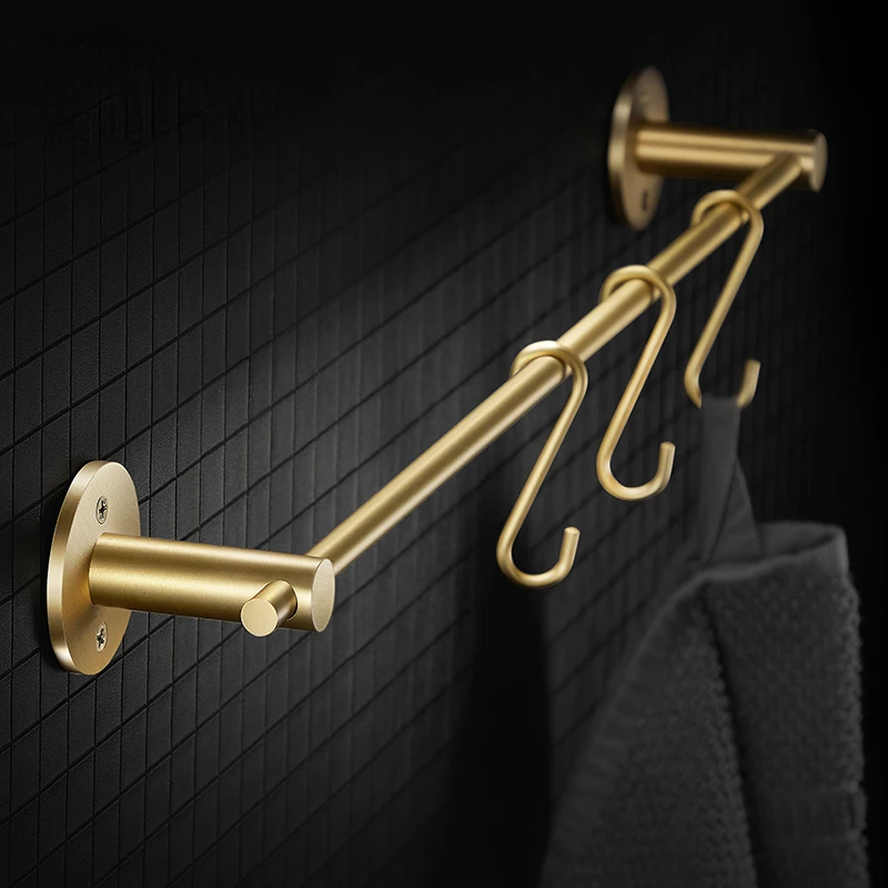 

Italian minimalist all copper bathroom towel rack, gold brushed wall mounted multifunctional toilet hook