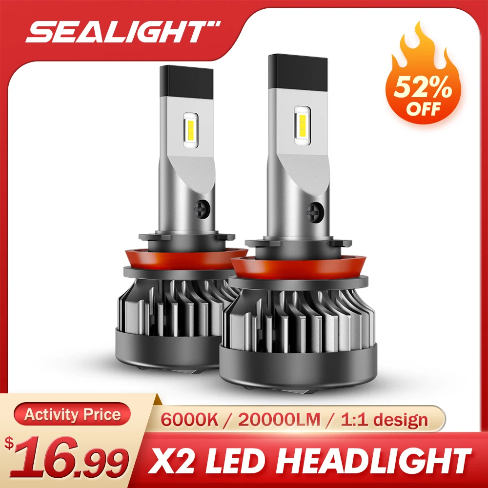 Светодиодные фары SEALIGHT X2 H4 H7 H8 H9 H11 9005 9006 100 Вт 6000K дальний/ближний свет