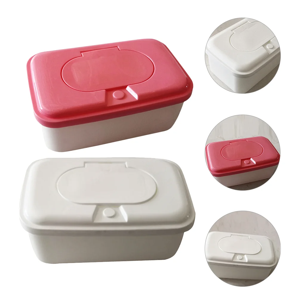 

2 Pcs Baby Wipe Container Portable Wet Dispenser Reusable Holder Wipes Pouch Travel Diaper Box The Go Bag