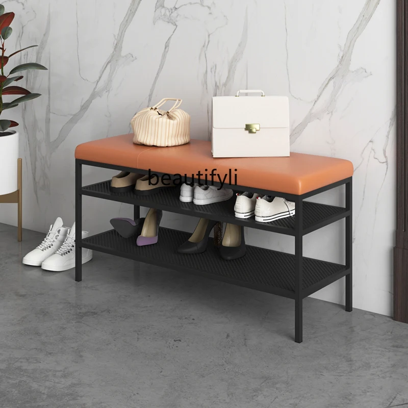 

zq Stool Home Doorway Light Luxury Bench Creative Hallway Home Stool Seat Cushions Simple Integrated Shoe Cabinet