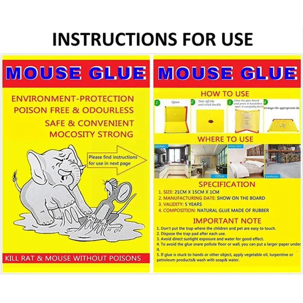 

10pcs Mouse Stickers Strong Sticky Mouse Board Mouse Stick Trap Sticky Mice Glue Rats To Drive To Board E8y4