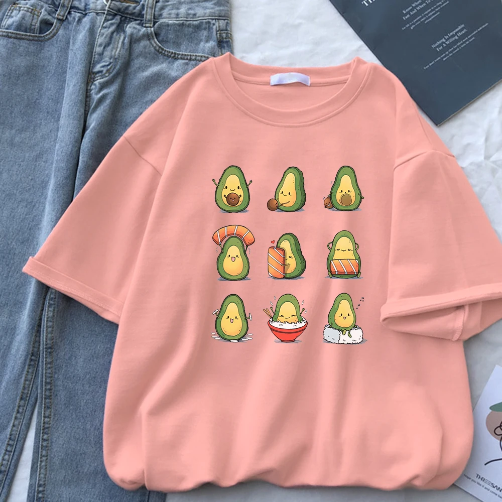 

Женская Повседневная футболка с рисунком авокадо, Модный укороченный топ в стиле хип-хоп