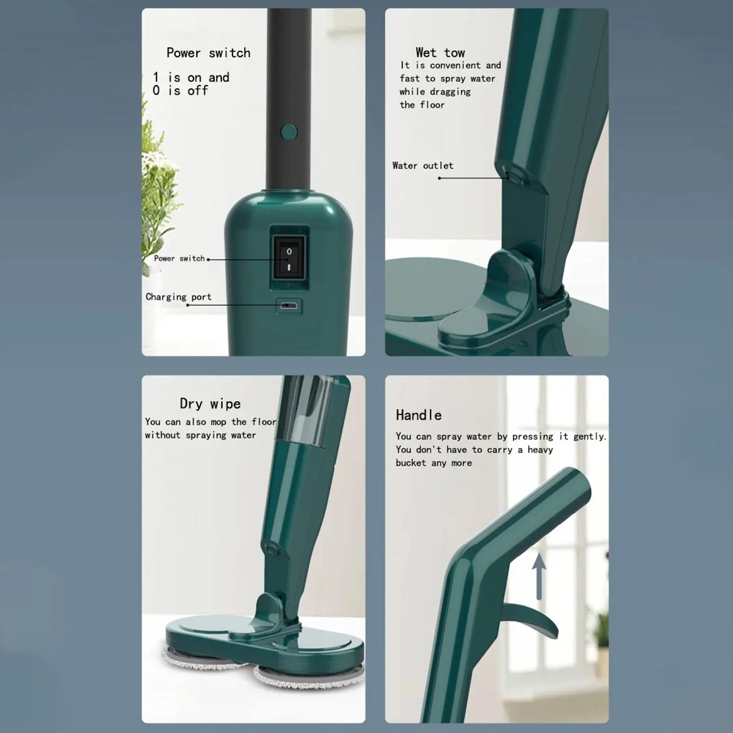 Беспроводная Электрическая Автоматическая Вращающаяся Швабра 2-в-1