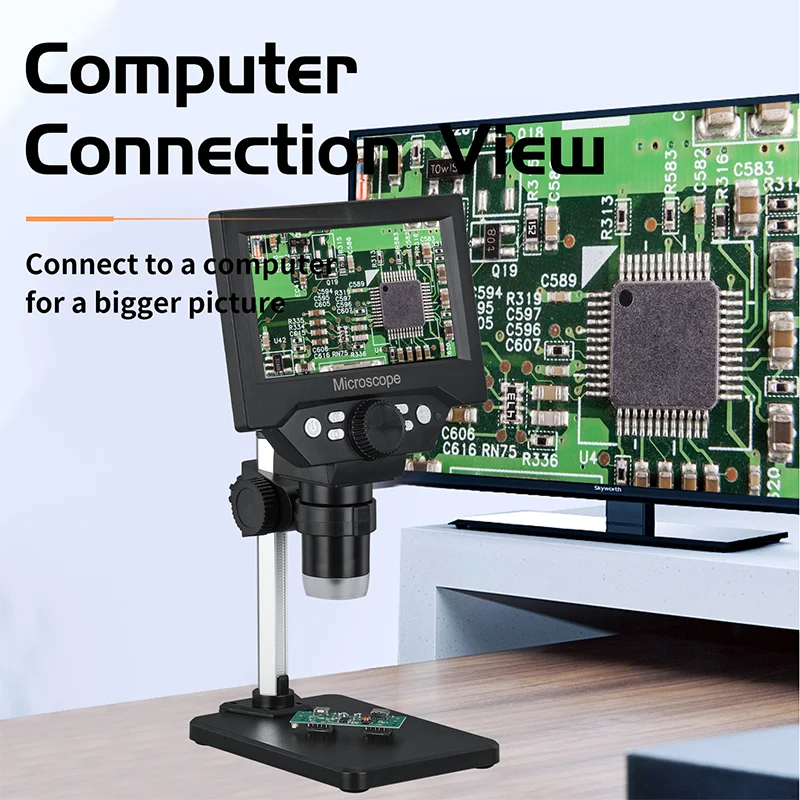 Портативный цифровой электронный микроскоп G1000 1-1000X 5 дюйма HD для пайки ремонта